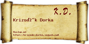 Krizsák Dorka névjegykártya